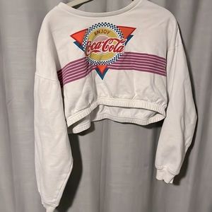 cropped white coca-cola crew neck